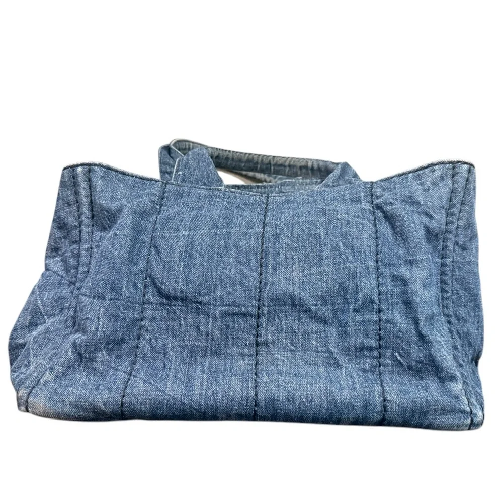 Authentic Prada Denim Canapa Tote Medium | 16” Blue Jean Prada Milano Bag - Picture 5 of 13